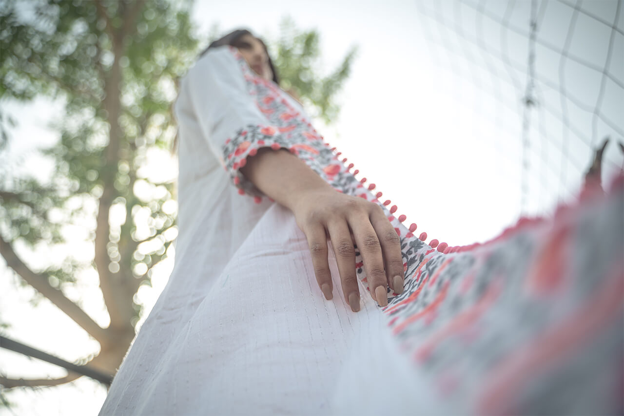 Peach Embroidered Top, Pants and Cape - Set of Three