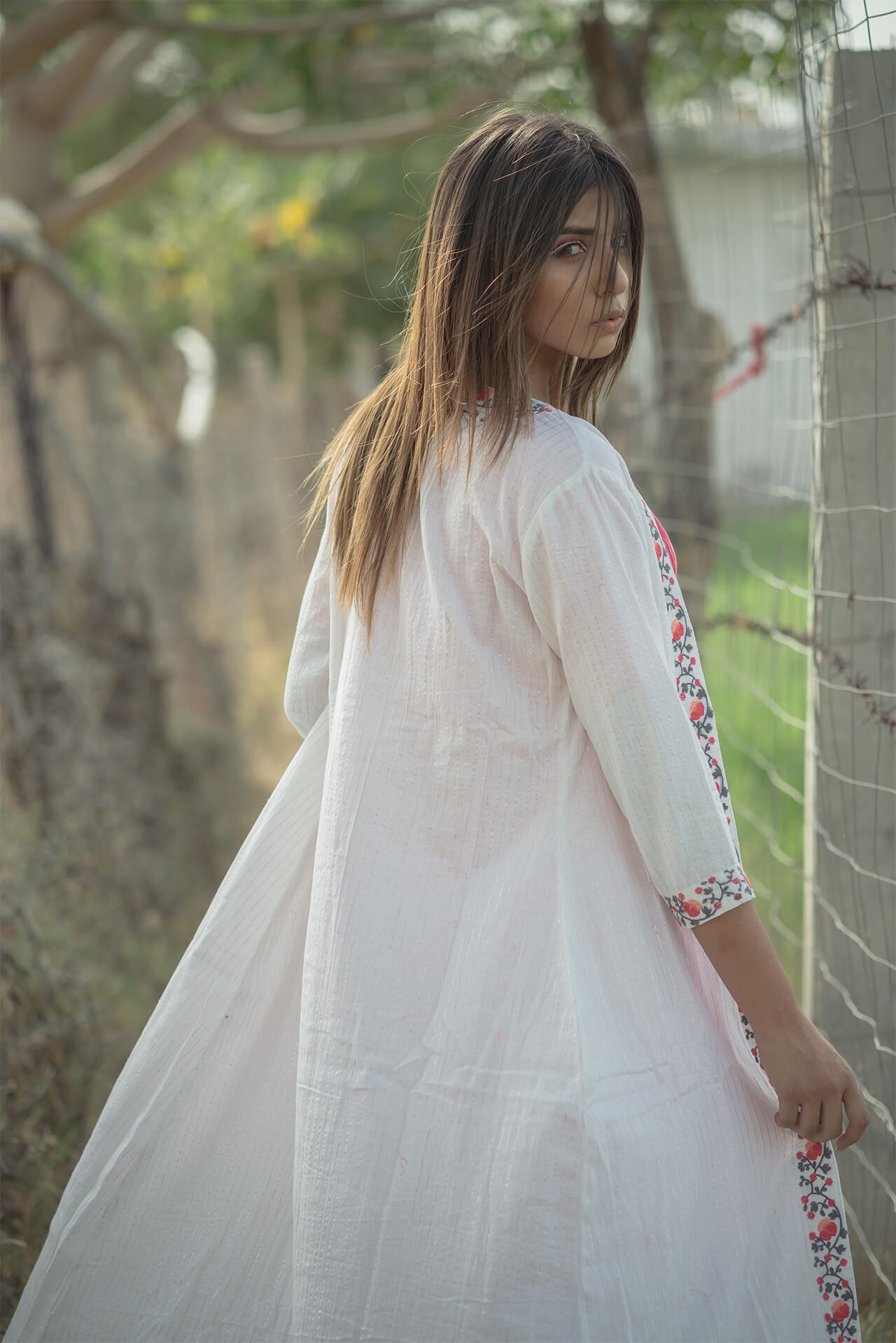 Peach Solid Inner with Embroidered Cape - Set of Two