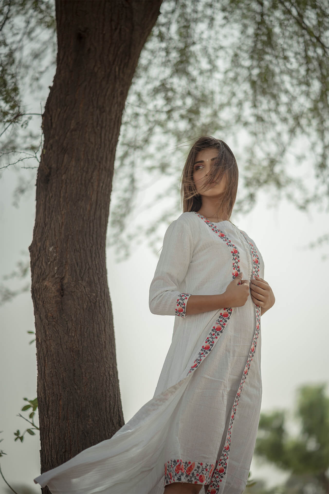 Peach Inner with Embroidered Cape - Set of Two
