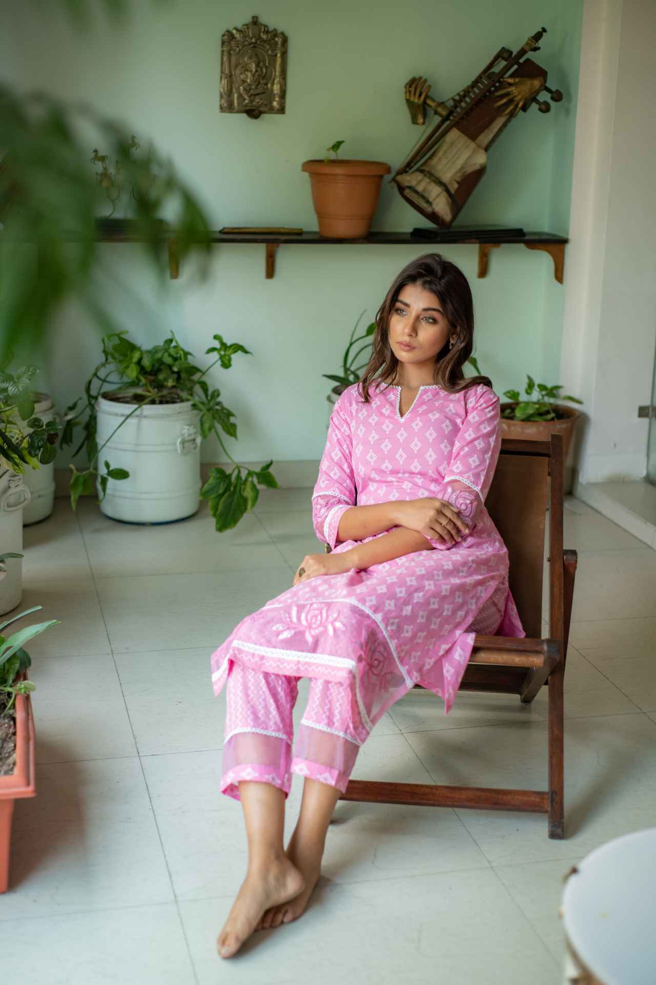 Pink Kurta And Pants - Set Of Two