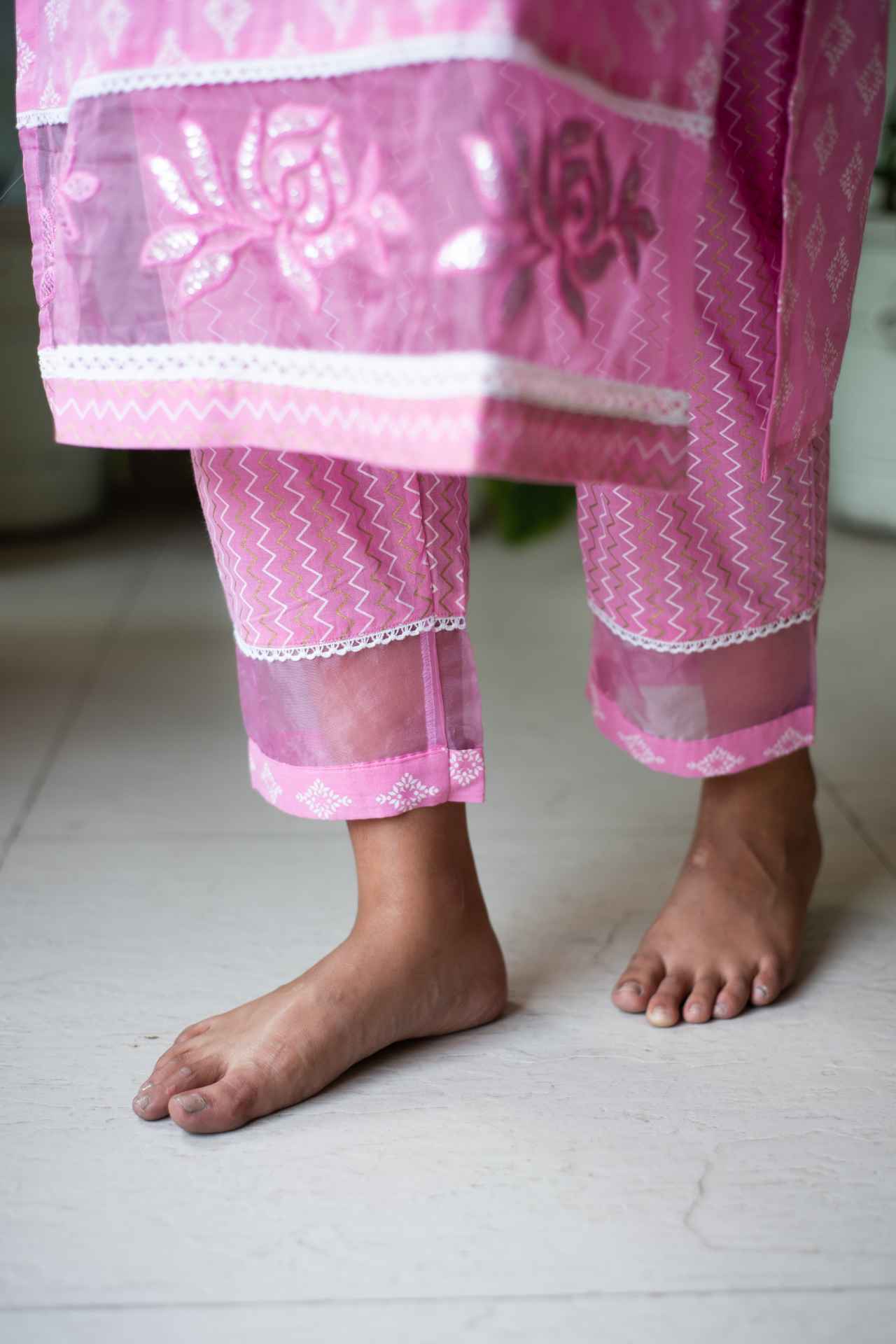 Pink Kurta And Pants - Set Of Two