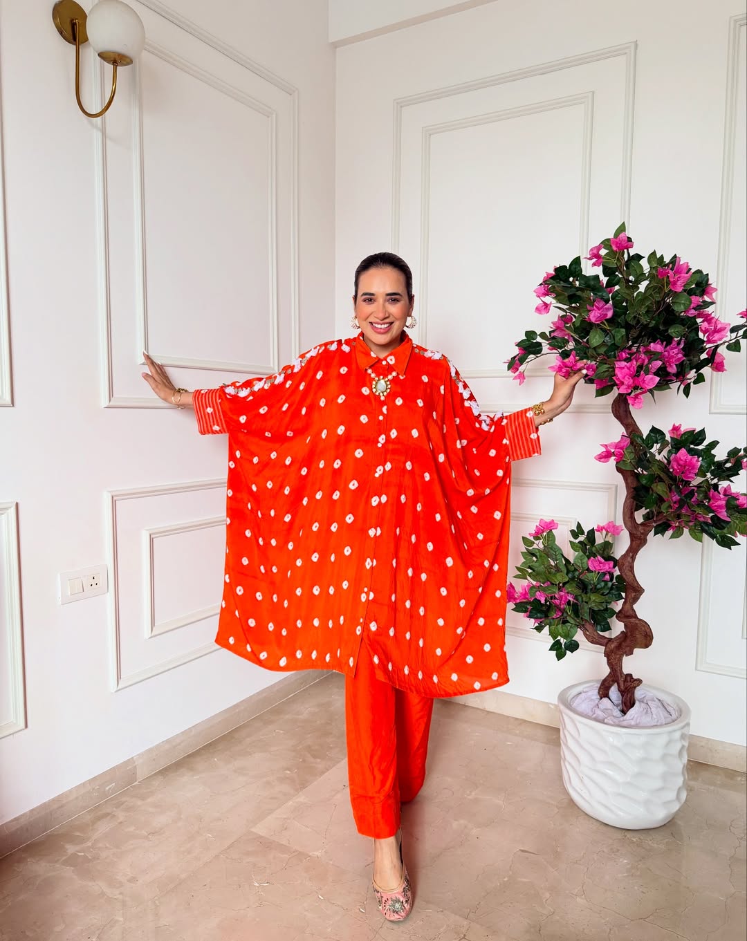 Bandhani Co-ord Set (Orange)