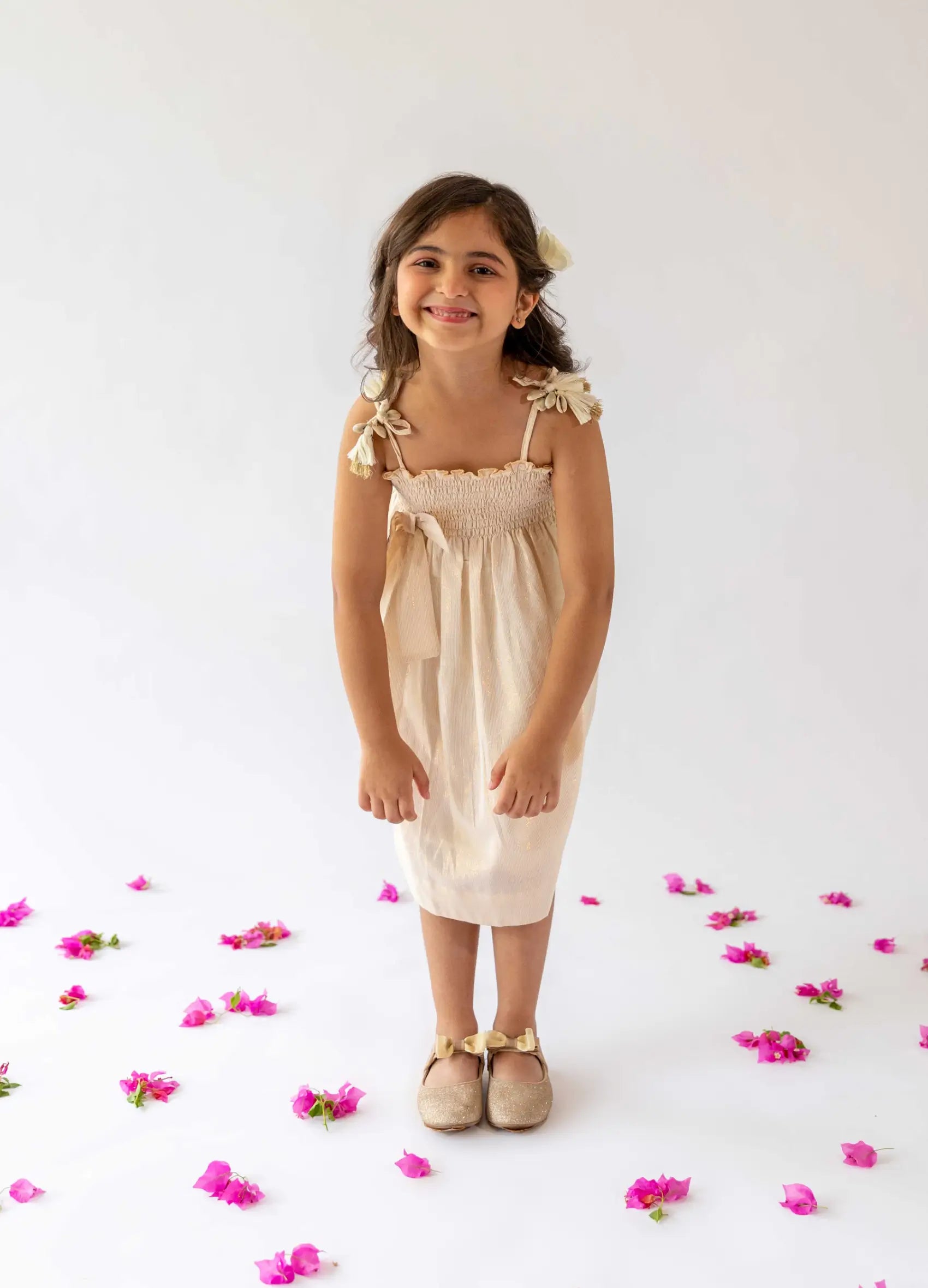 Bobbin Elastic Dress With Bow