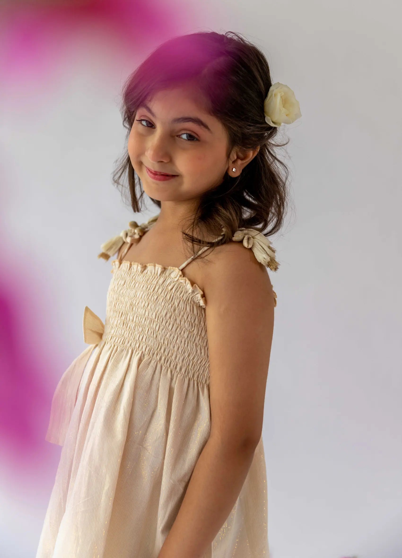 Bobbin Elastic Dress With Bow