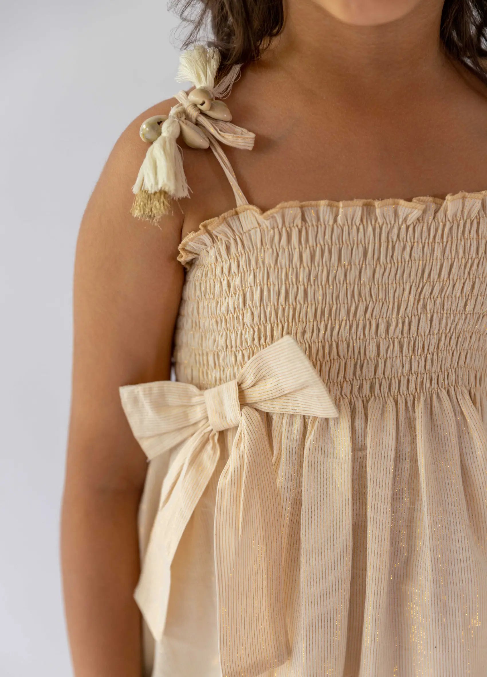 Bobbin Elastic Dress With Bow