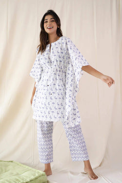 Flamingo Print Kaftan And Pyjama - Set Of Two