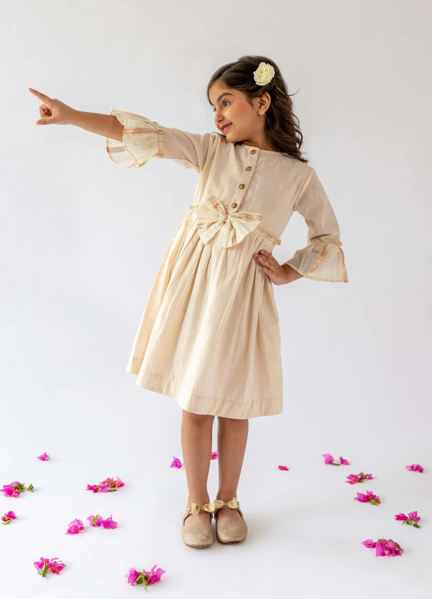 Front Button Bow Dress