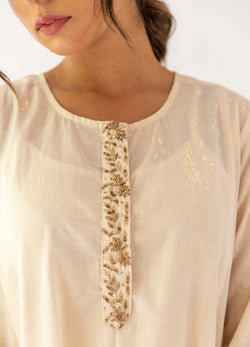 Ivory Boxy Fit Kurta With Inner - Set Of Two