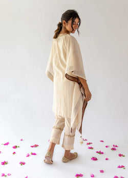 Ivory Kaftan, Inner And Pants - Set Of Three