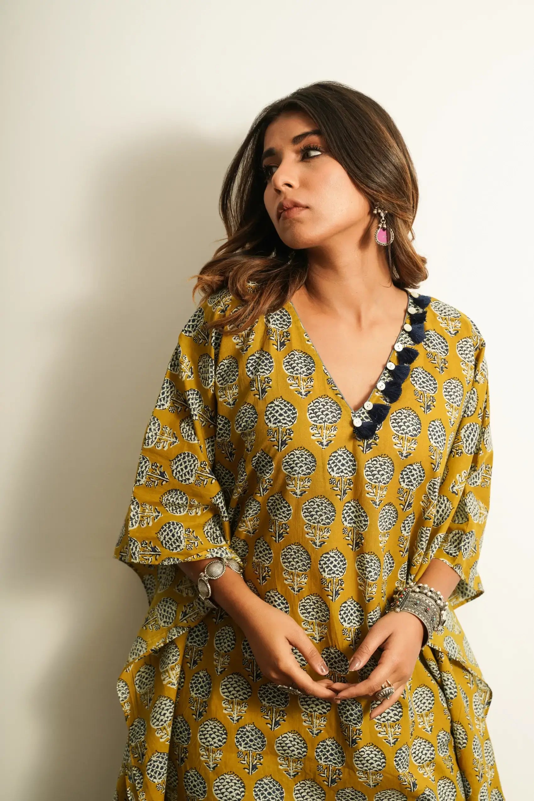 Tassle Detailed Cotton Kaftan