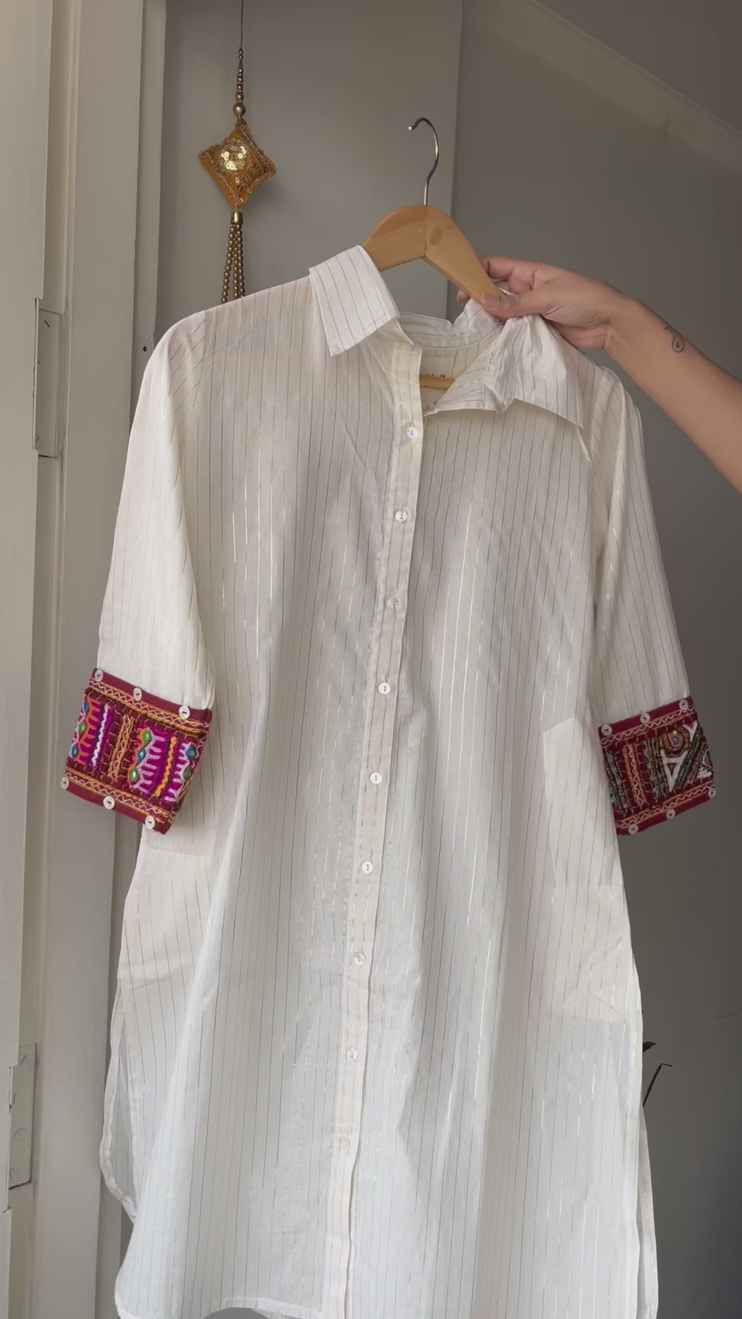 Off White Shirt And Pants - Set Of Two